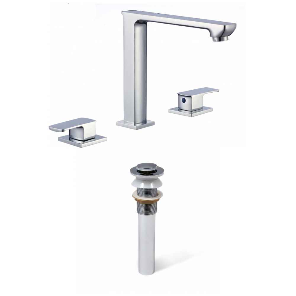 3H8-in. CUPC Approved Lead Free Brass Faucet Set In Chrome Color - Drain Incl.