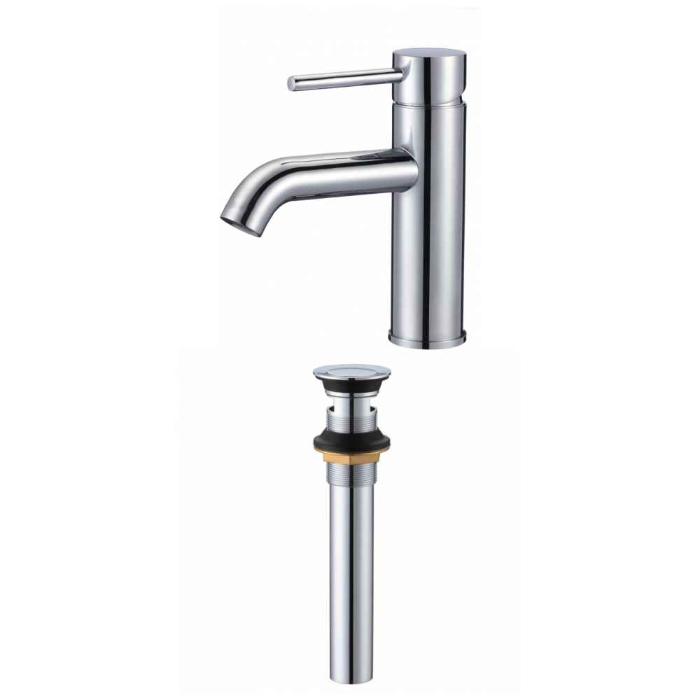 1 Hole CUPC Approved Lead Free Brass Faucet Set In Chrome Color - Overflow Drain Incl.