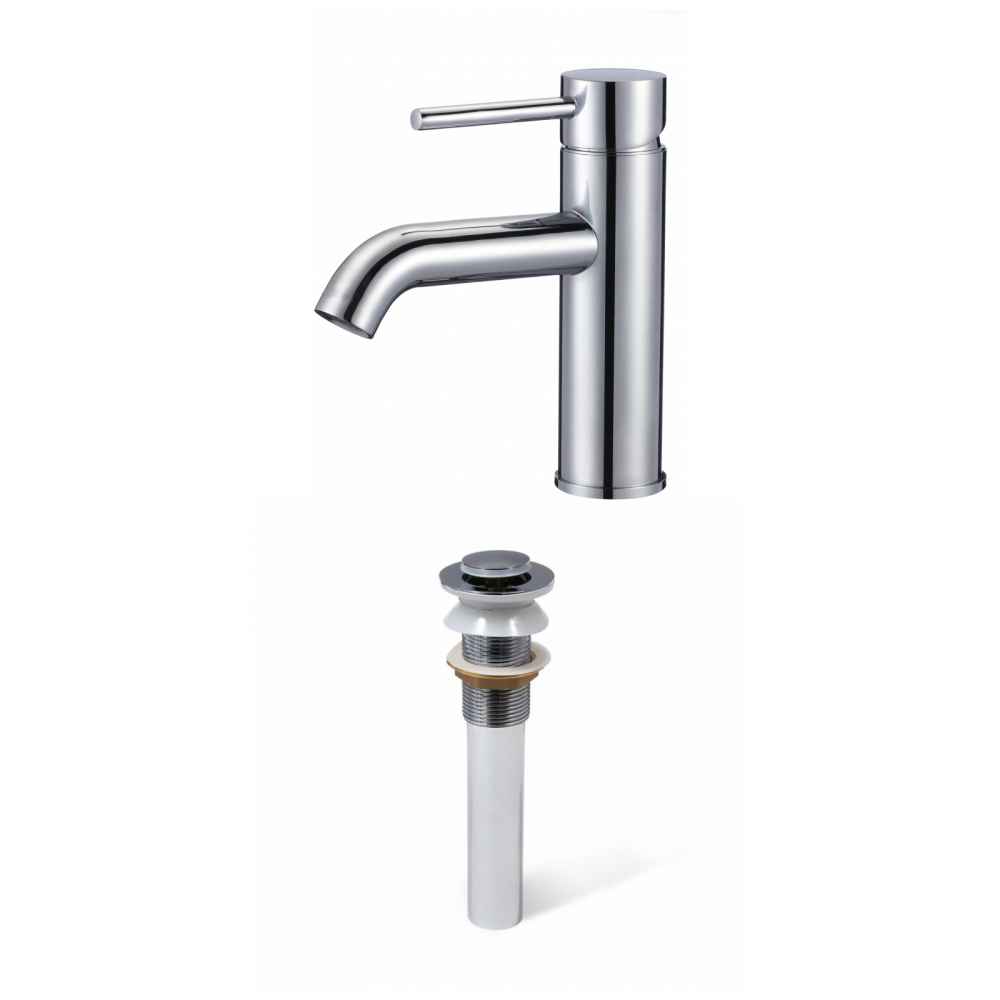 1 Hole CUPC Approved Lead Free Brass Faucet Set In Chrome Color - Drain Incl.