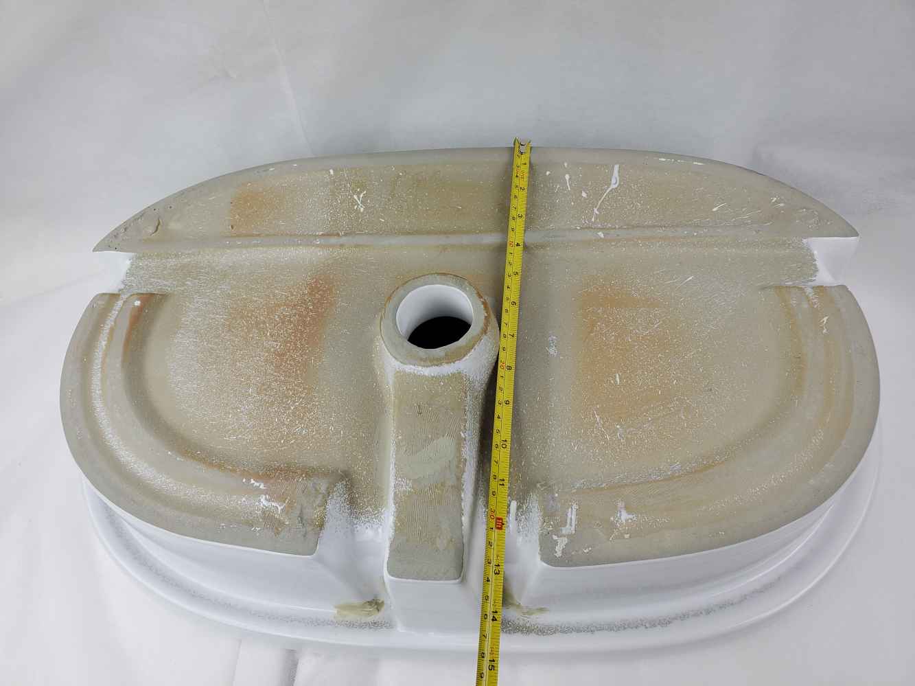 25.25-in. x 14.5-in. Oval Bathroom Vessel Sink Set White Enamel Glaze