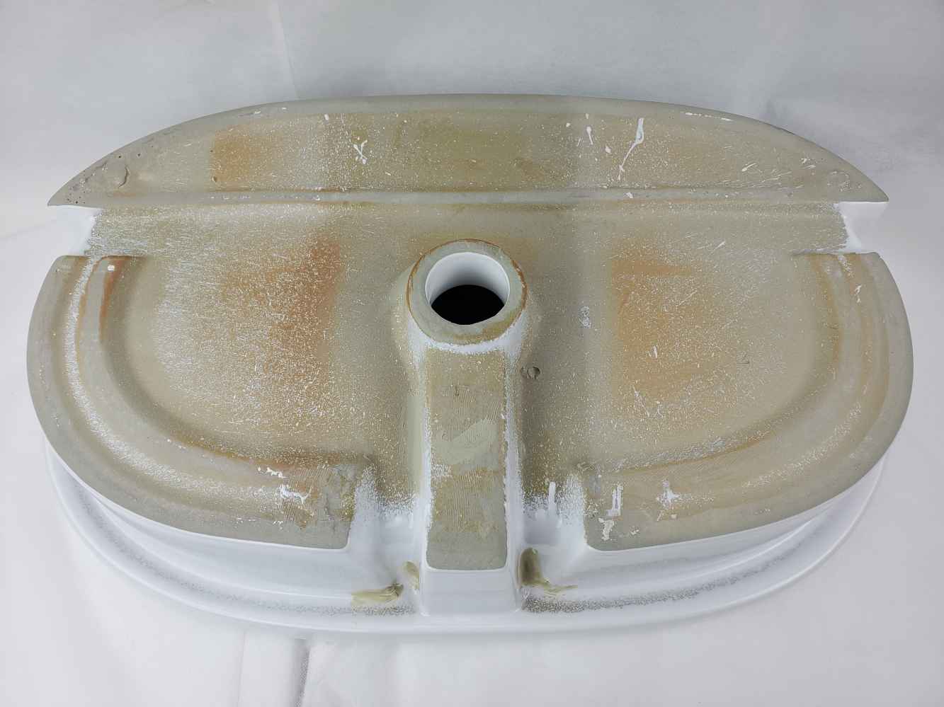 25.25-in. x 14.5-in. Oval Bathroom Vessel Sink Set White Enamel Glaze