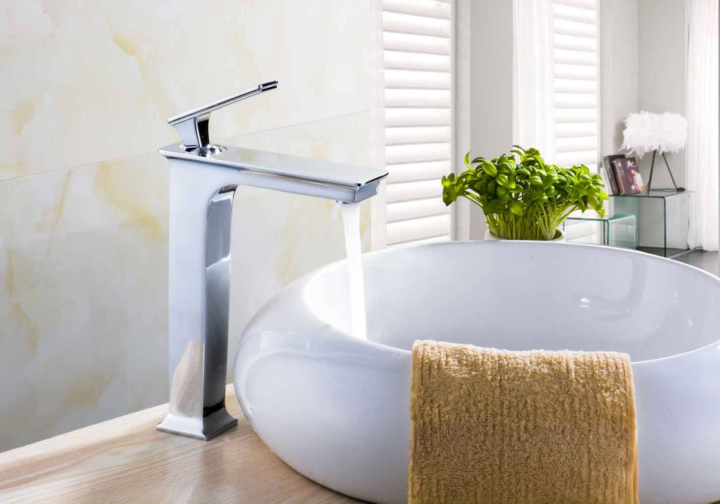 14.75-in. x 14.75-in. Square Bathroom Vessel Sink Set White Enamel Glaze