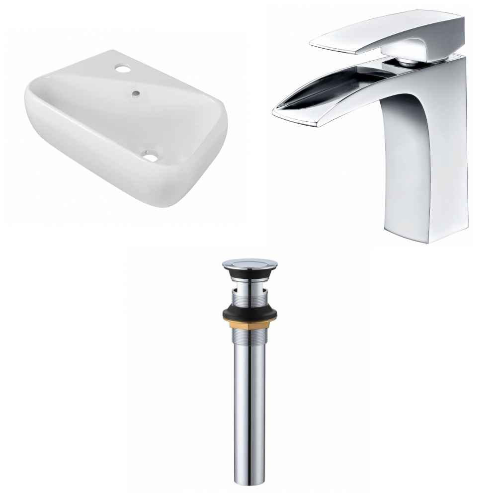 17.5-in. x 11-in. Rectangle Bathroom Vessel Sink Set White Enamel Glaze