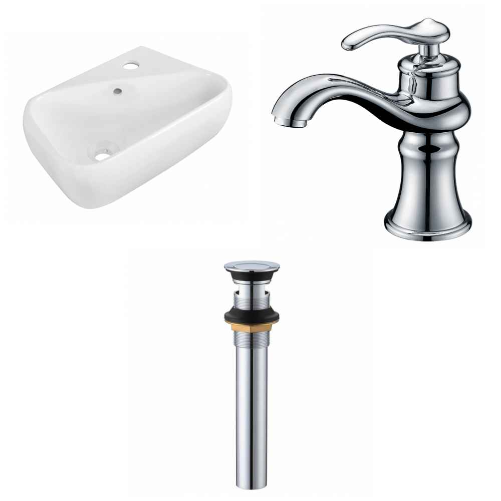 17.5-in. x 11-in. Rectangle Bathroom Vessel Sink Set White Enamel Glaze