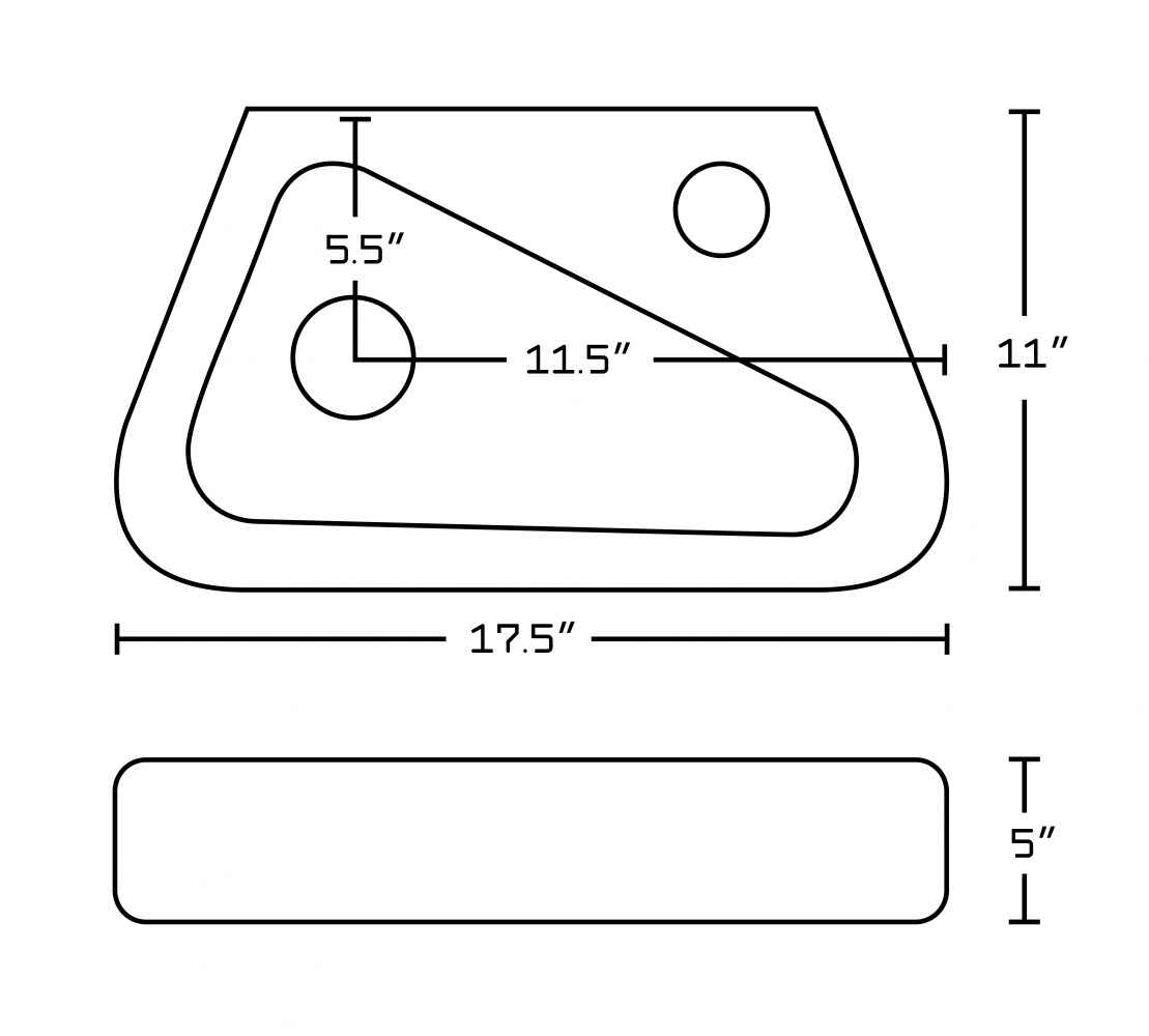 17.5-in. x 11-in. Rectangle Bathroom Vessel Sink Set White Enamel Glaze
