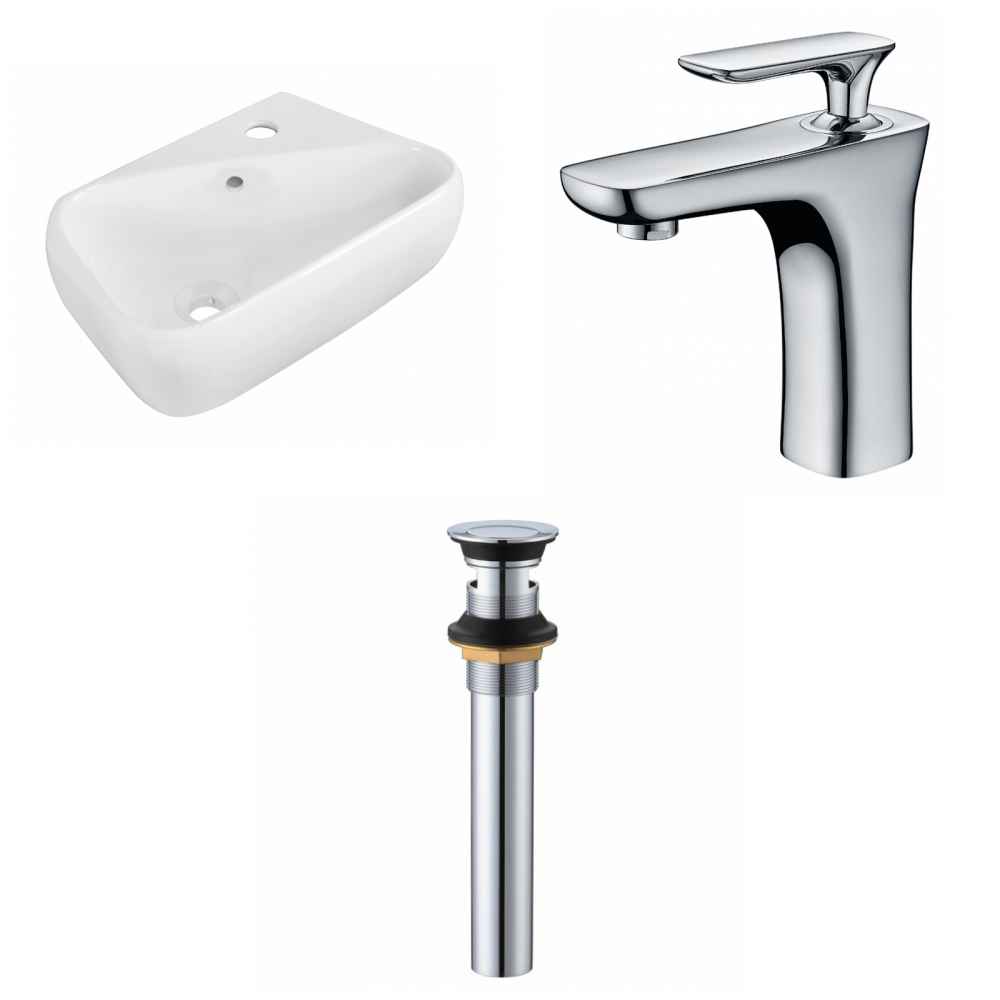 17.5-in. x 11-in. Rectangle Bathroom Vessel Sink Set White Enamel Glaze