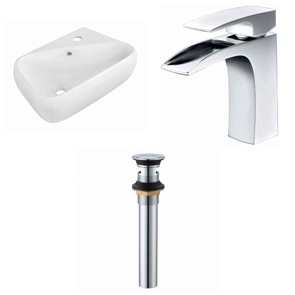 17.5-in. x 11-in. Rectangle Bathroom Vessel Sink Set White Enamel Glaze