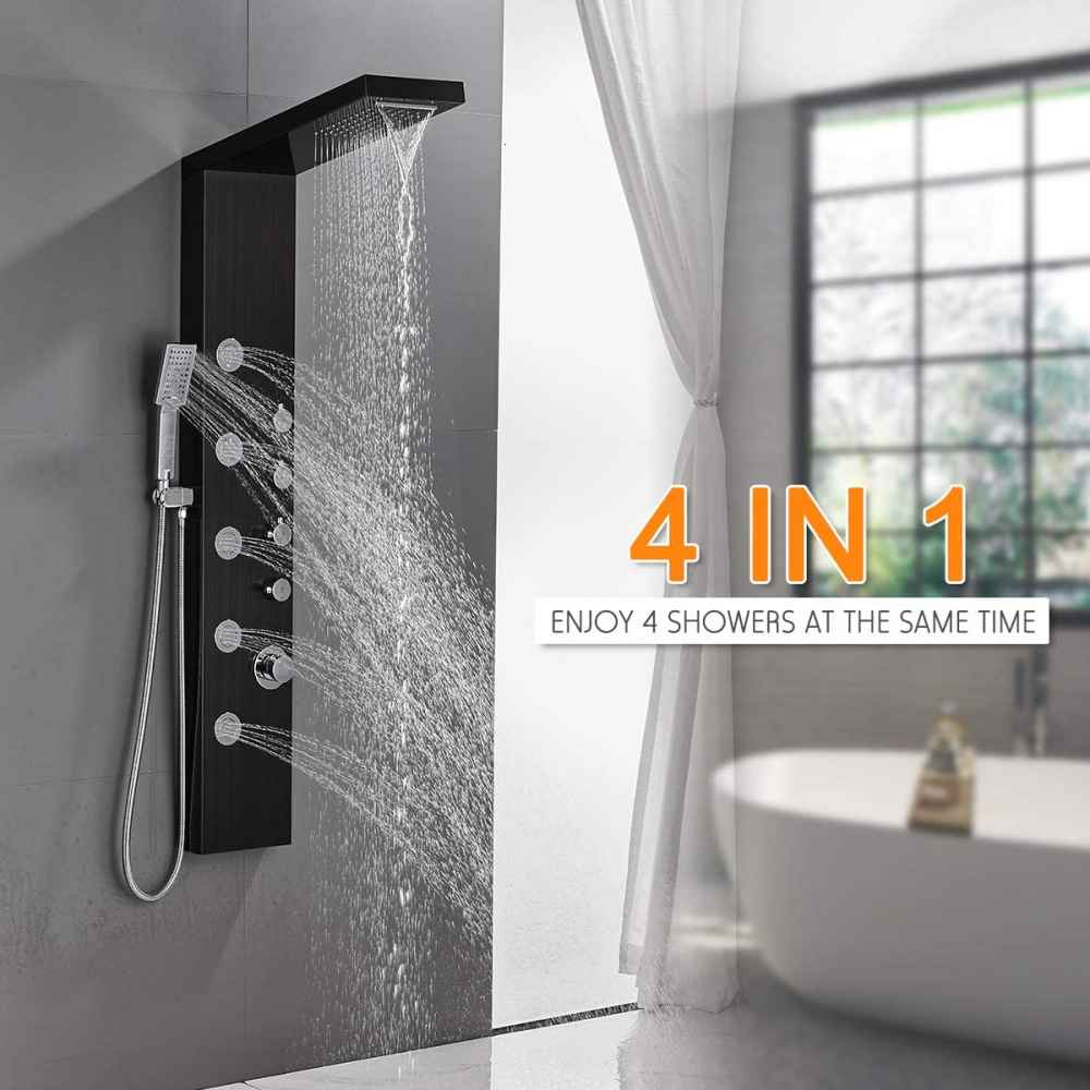 7.87-in. x 52-in. Shower Panel Black Stainless Steel CUPC
