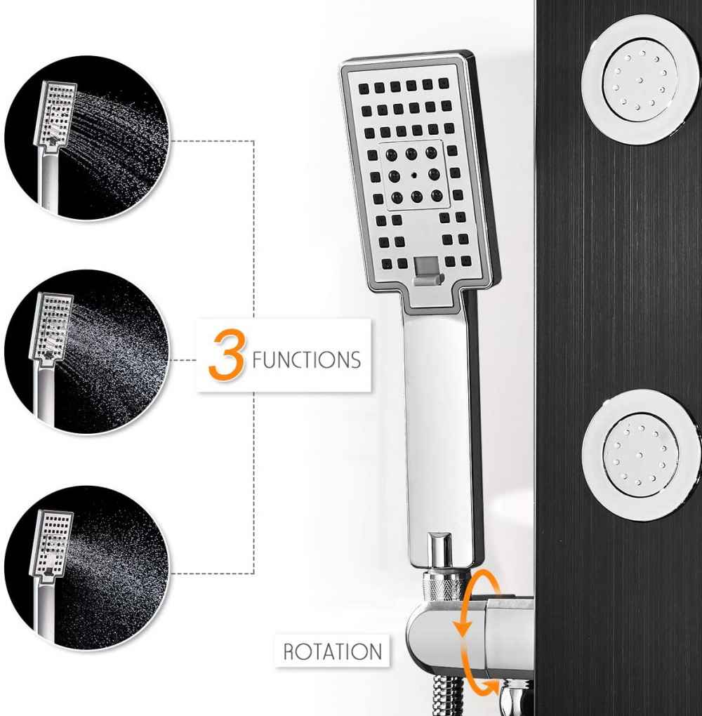 7.87-in. x 52-in. Shower Panel Black Stainless Steel CUPC