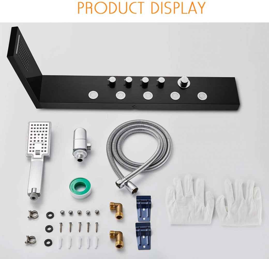 7.87-in. x 52-in. Shower Panel Black Stainless Steel CUPC