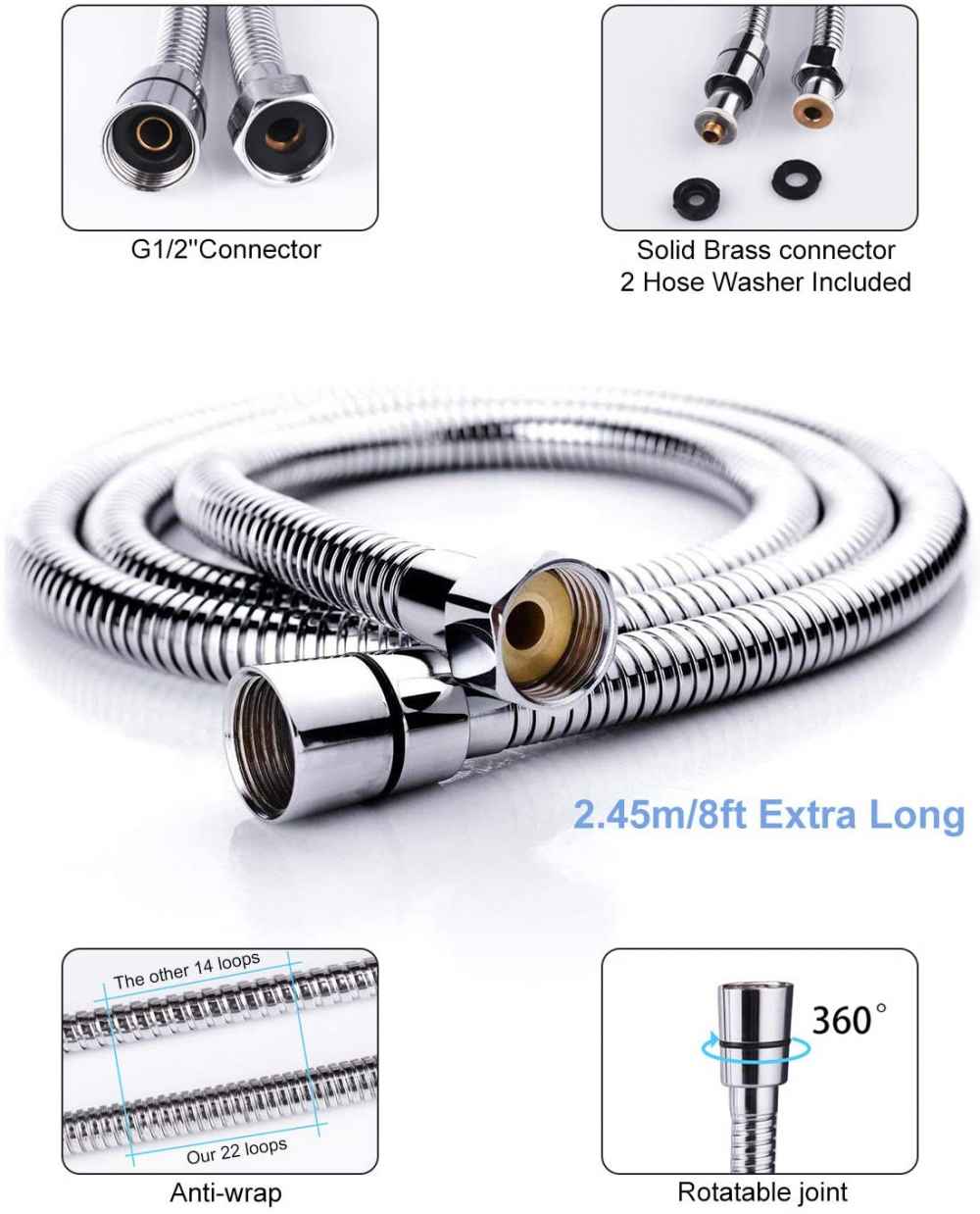Chrome Wall Mount  Stainless Steel Round Shower Head