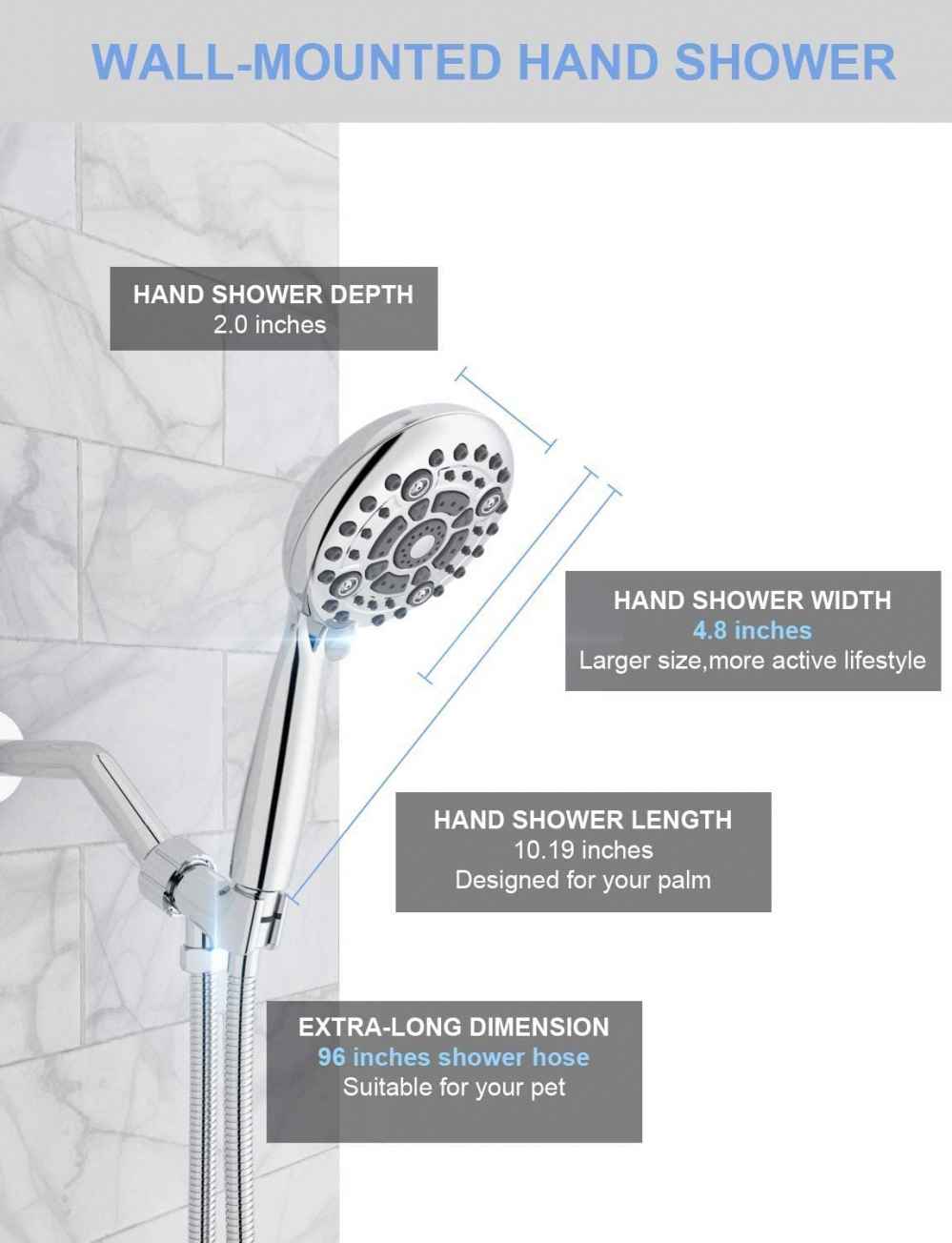 Chrome Wall Mount  Stainless Steel Round Shower Head