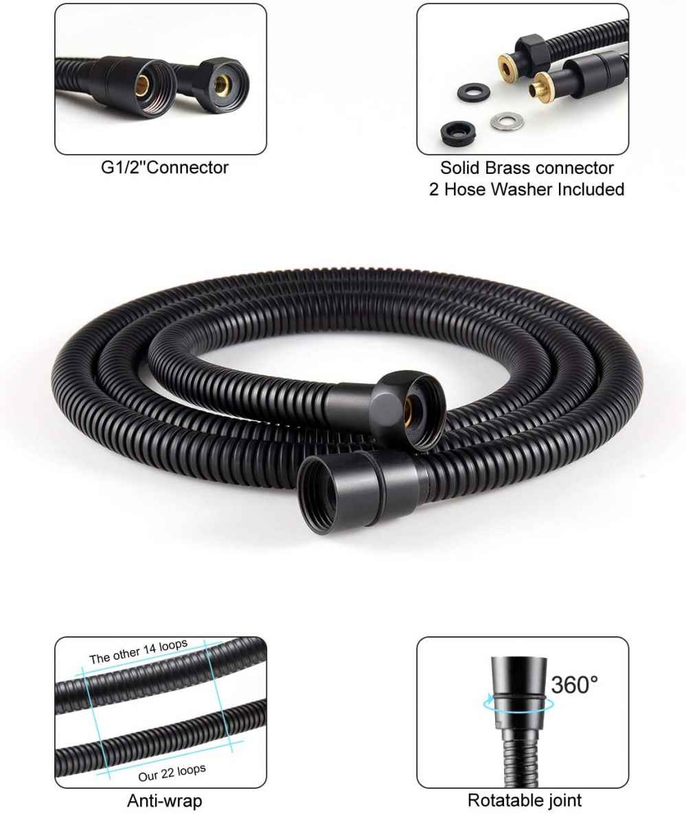 Black Wall Mount  Stainless Steel Round Shower Head