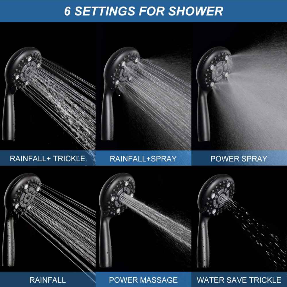 Black Wall Mount  Stainless Steel Round Shower Head