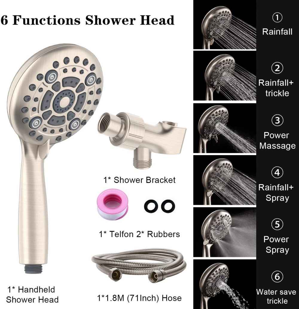 Brushed Nickel Wall Mount Stainless Steel Round Shower Head