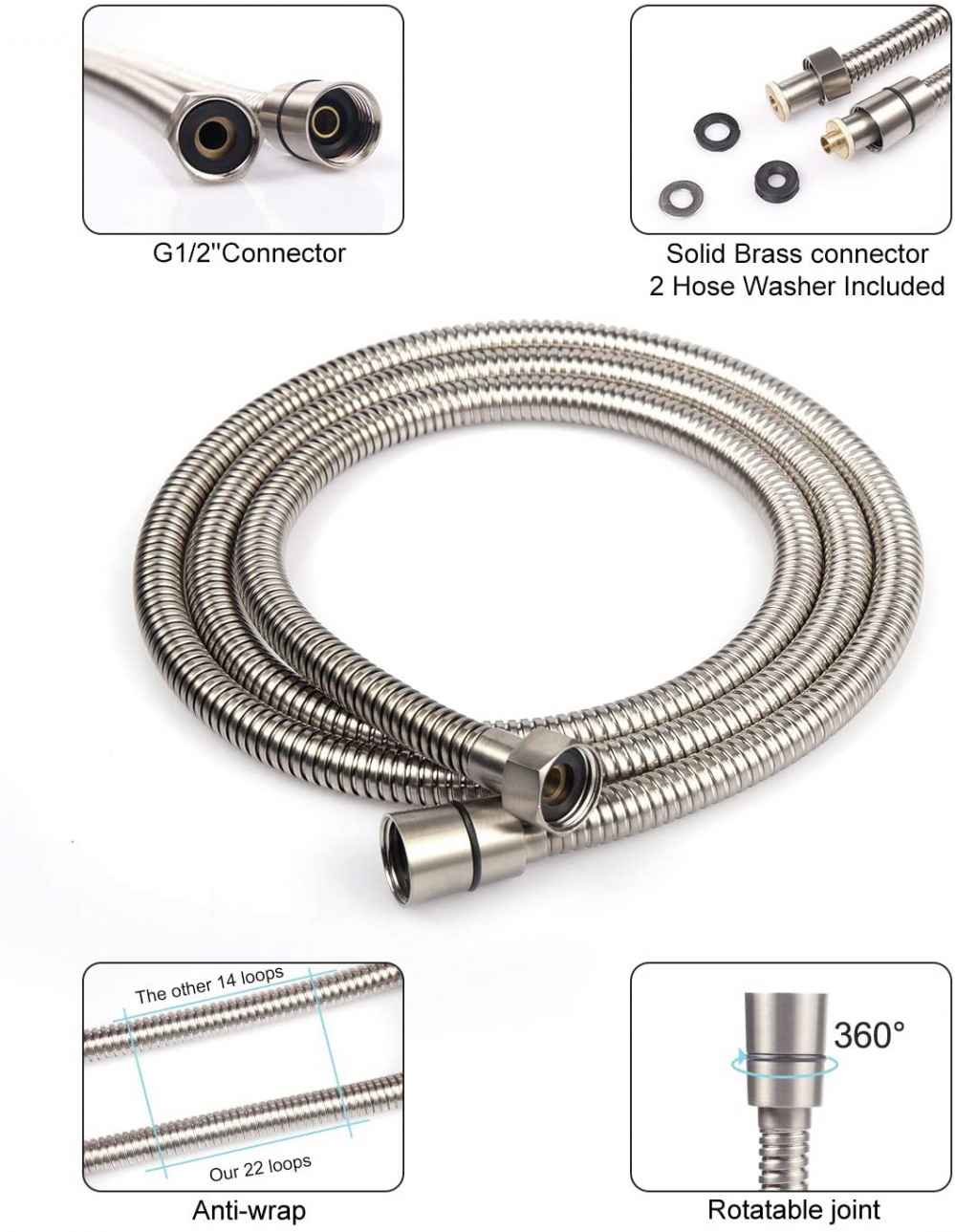 Brushed Nickel Wall Mount Stainless Steel Round Shower Head