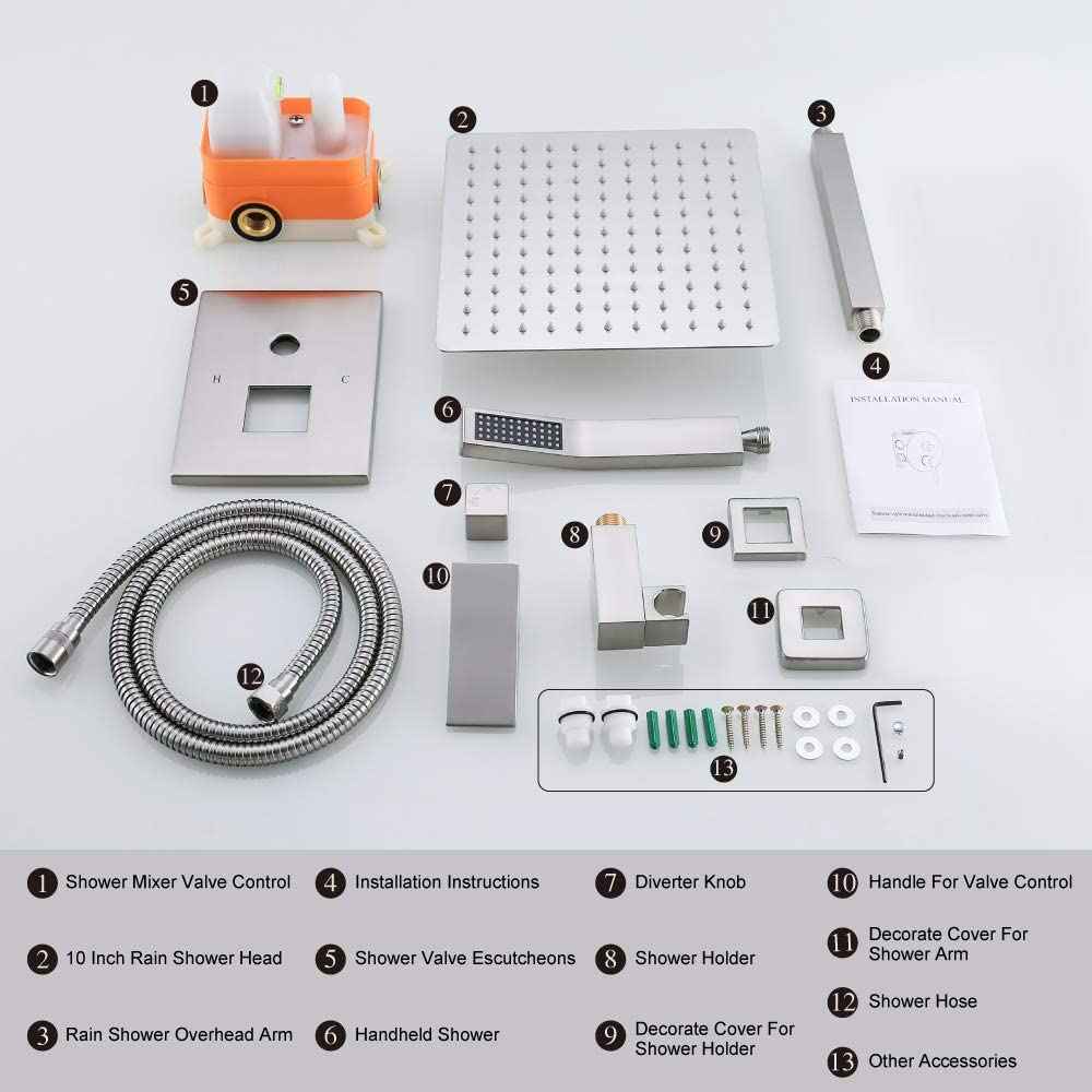 7.87-in. x 78.74-in. Shower Kit Brushed Nickel Stainless Steel
