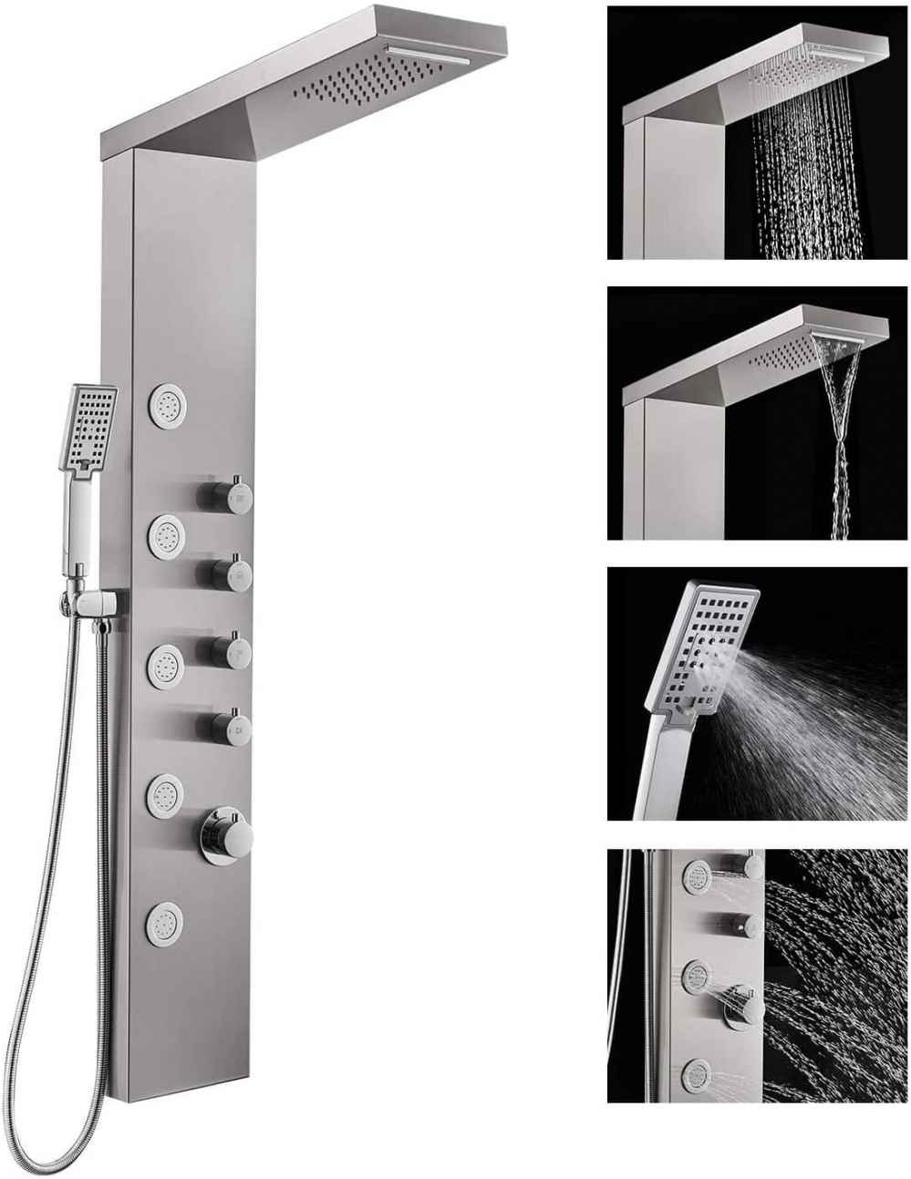 7.87-in. x 52-in. Shower Panel Brushed Stainless Steel Stainless Steel CUPC