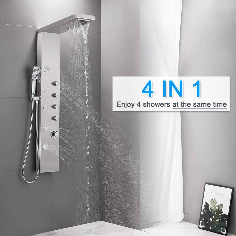 7.87-in. x 52-in. Shower Panel Brushed Stainless Steel Stainless Steel CUPC