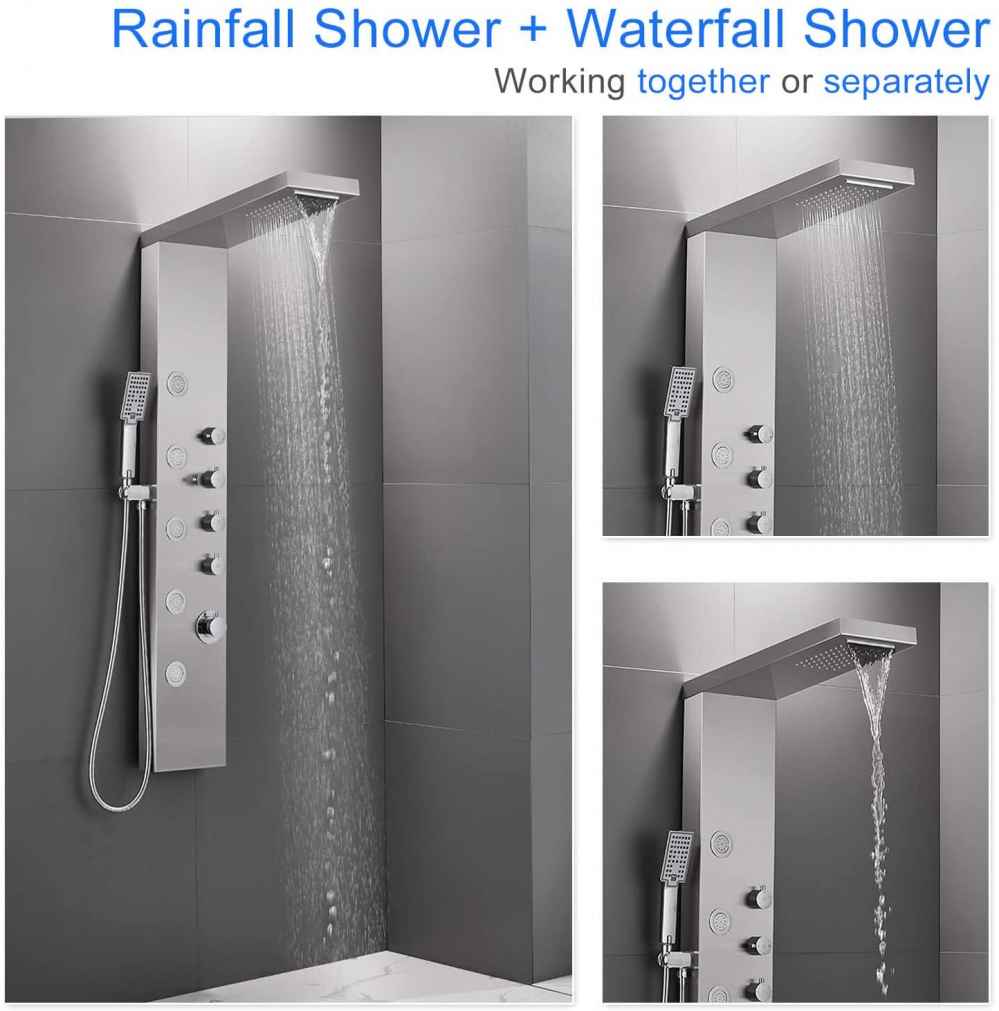 7.87-in. x 52-in. Shower Panel Brushed Stainless Steel Stainless Steel CUPC