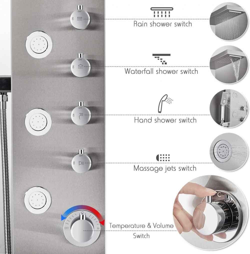 7.87-in. x 52-in. Shower Panel Brushed Stainless Steel Stainless Steel CUPC