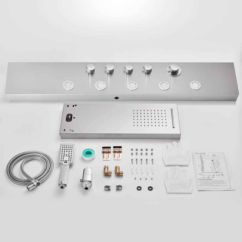7.87-in. x 52-in. Shower Panel Brushed Stainless Steel Stainless Steel CUPC