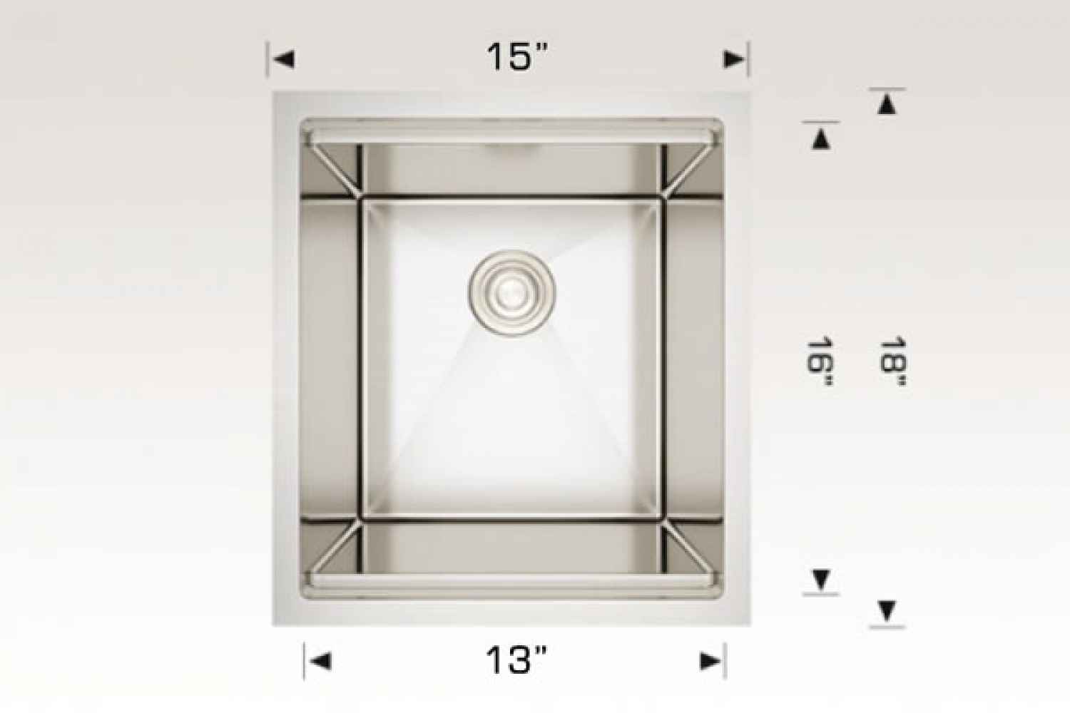 15-in. W CSA Approved Stainless Steel Kitchen Sink With 1 Bowl And 16 Gauge