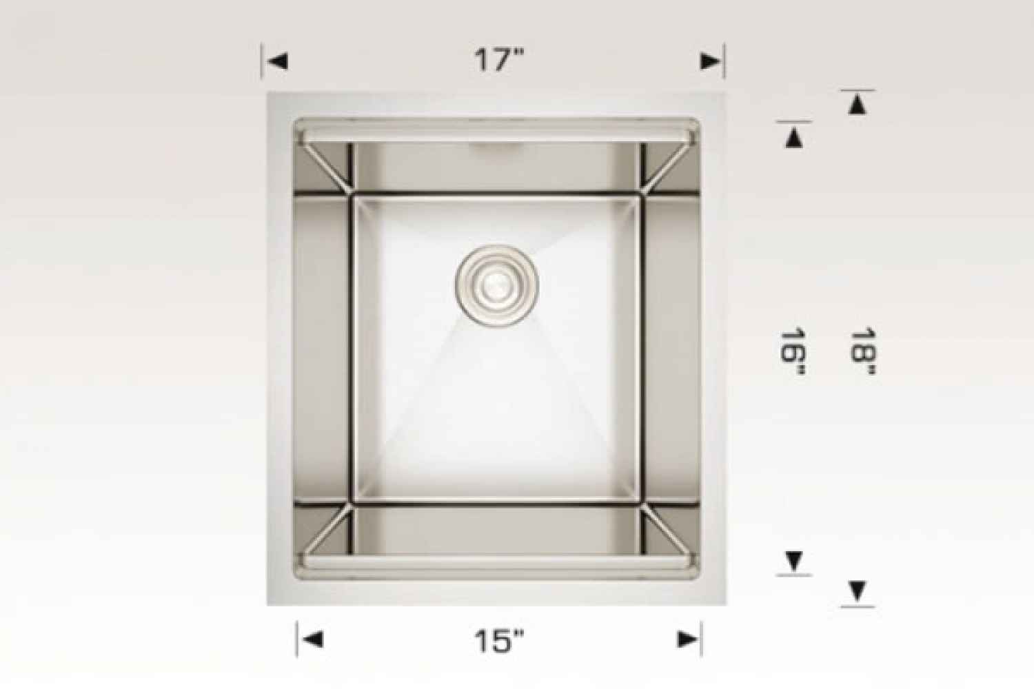 17-in. W Stainless Steel Kitchen Sink With 1 Bowl And 16 Gauge