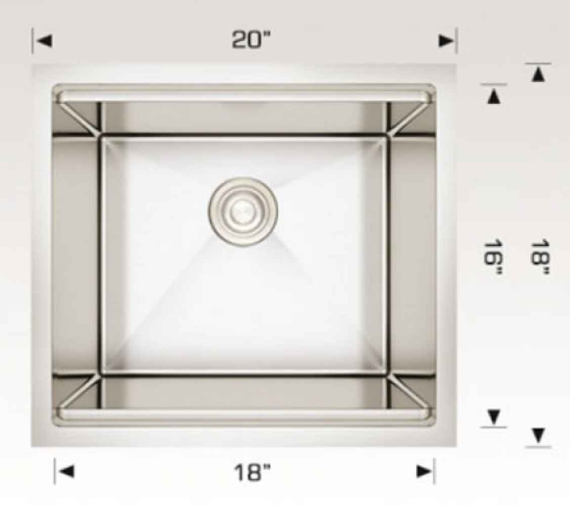 20-in. W Stainless Steel Kitchen Sink With 1 Bowl And 16 Gauge