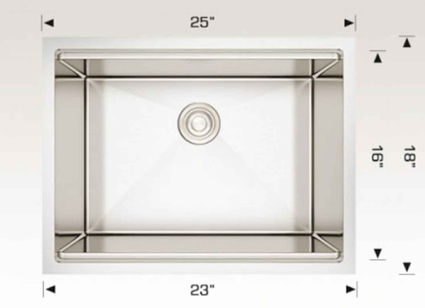 25-in. W Stainless Steel Kitchen Sink With 1 Bowl And 16 Gauge