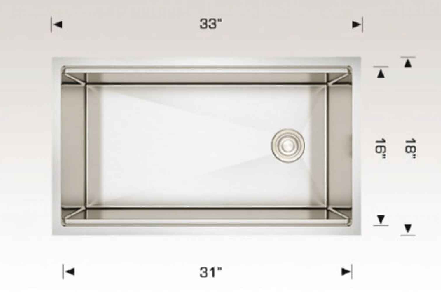 33-in. W Stainless Steel Kitchen Sink With 1 Bowl And 16 Gauge