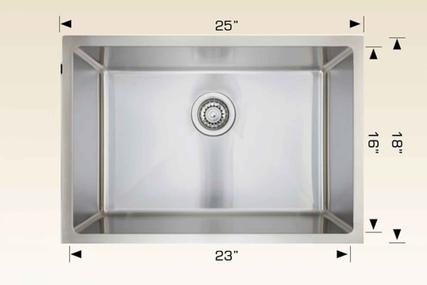 25-in. W Stainless Steel Kitchen Sink With 1 Bowl And 18 Gauge