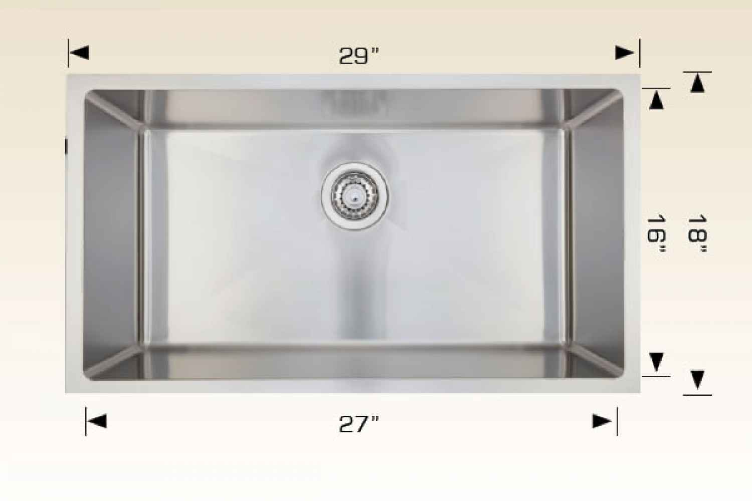 29-in. W Stainless Steel Kitchen Sink With 1 Bowl And 18 Gauge