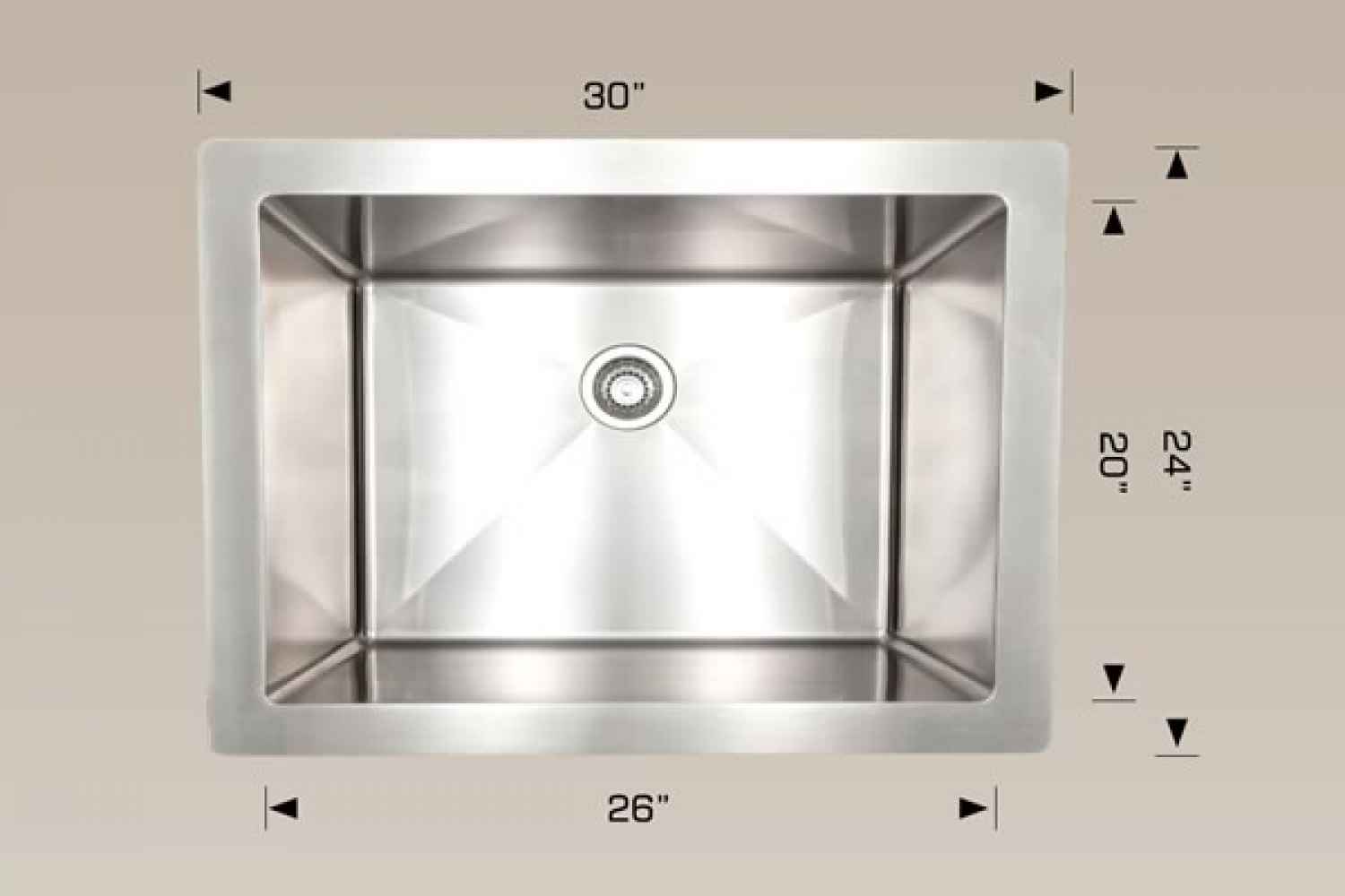 30-in. W CUPC Approved Stainless Steel Laundry Sink With 1 Bowl And 16 Gauge
