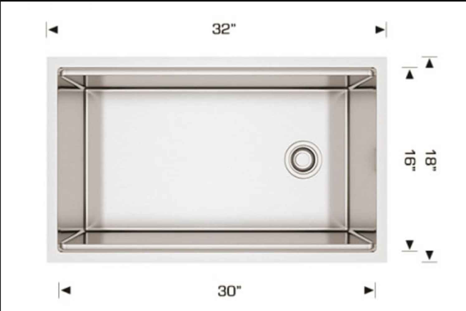 32-in. W Stainless Steel Kitchen Sink With 1 Bowl And 16 Gauge