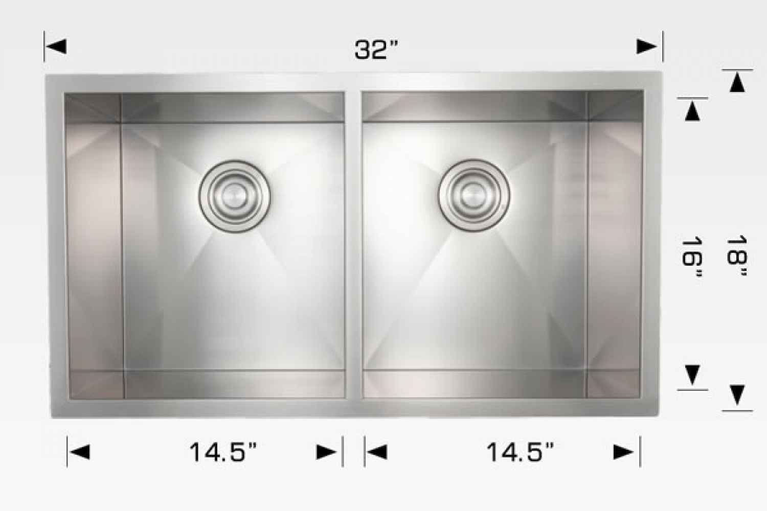 32-in. W CSA Approved Stainless Steel Kitchen Sink With 2 Bowl And 18 Gauge