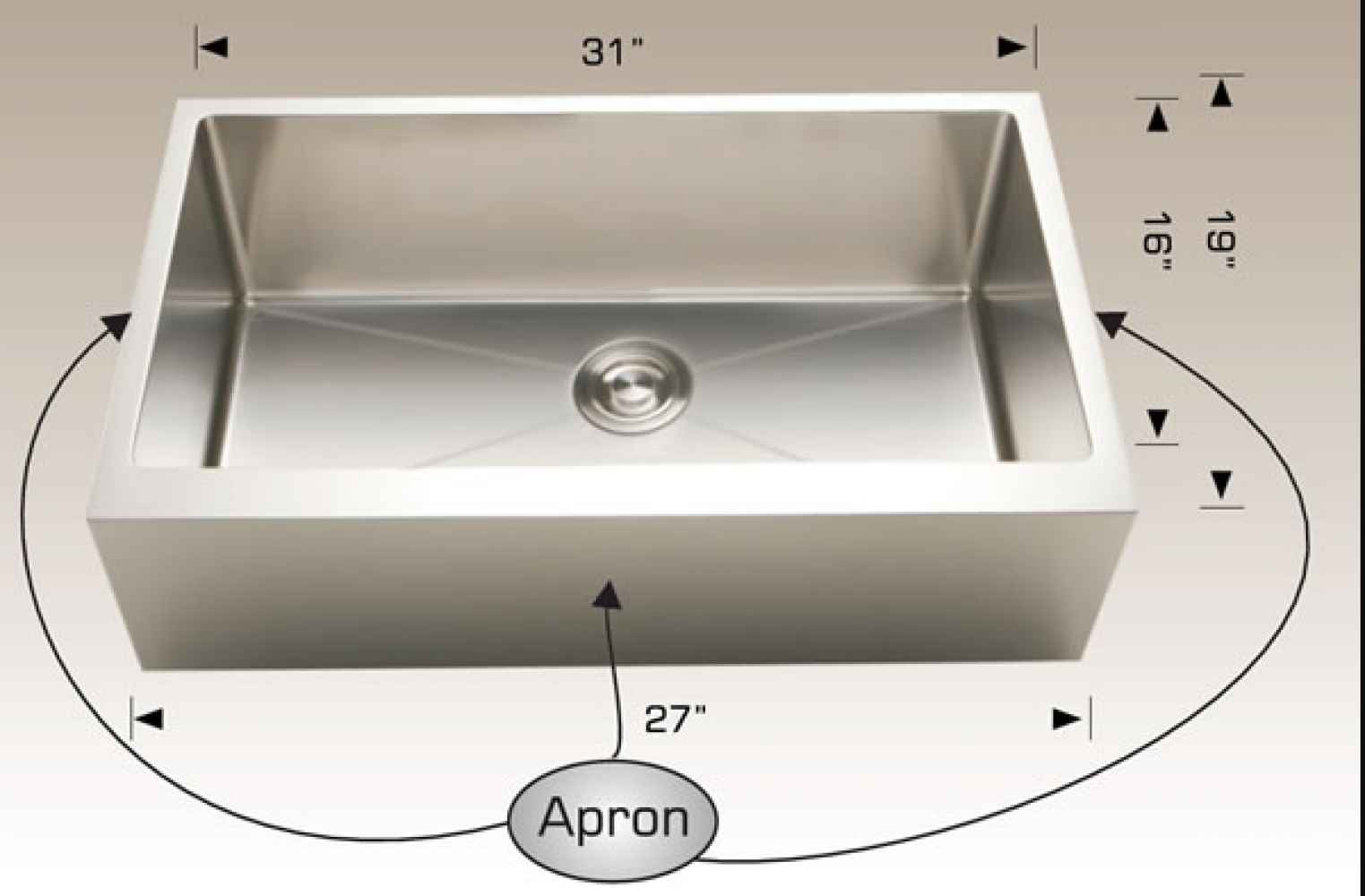 31-in. W Stainless Steel Kitchen Sink With 1 Bowl And 16 Gauge