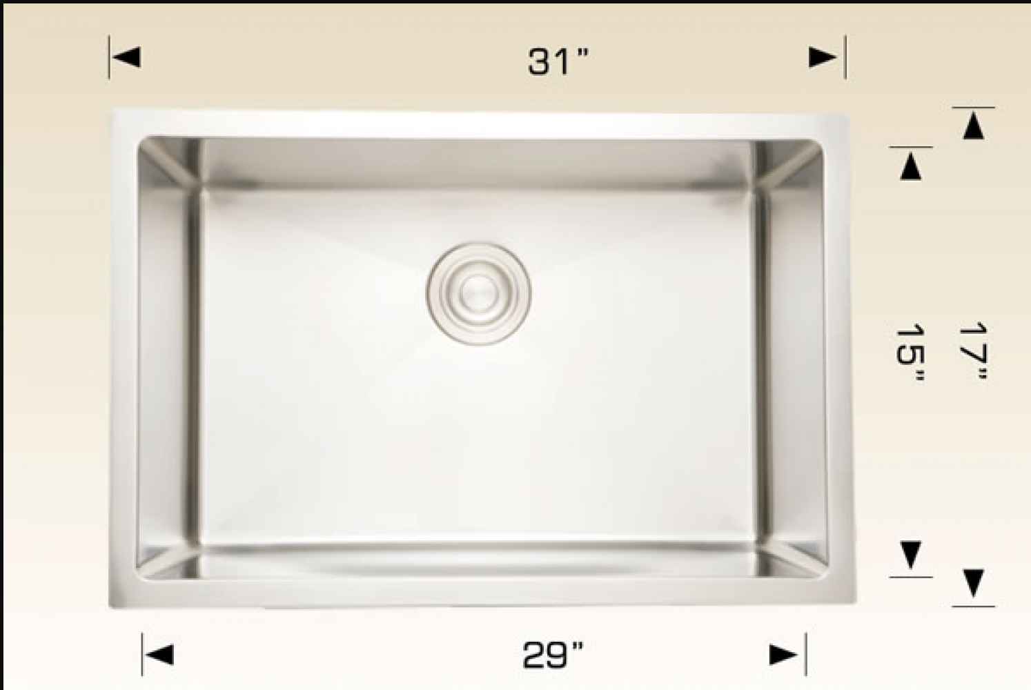 31-in. W Stainless Steel Kitchen Sink With 1 Bowl And 16 Gauge