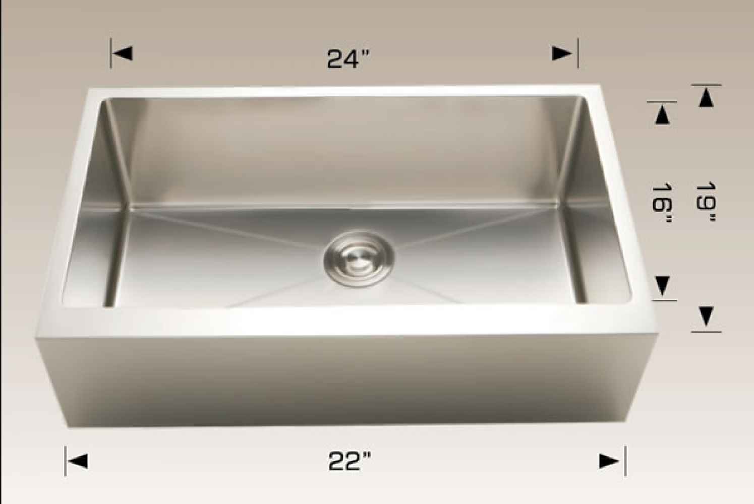 24-in. W Stainless Steel Kitchen Sink With 1 Bowl And 16 Gauge