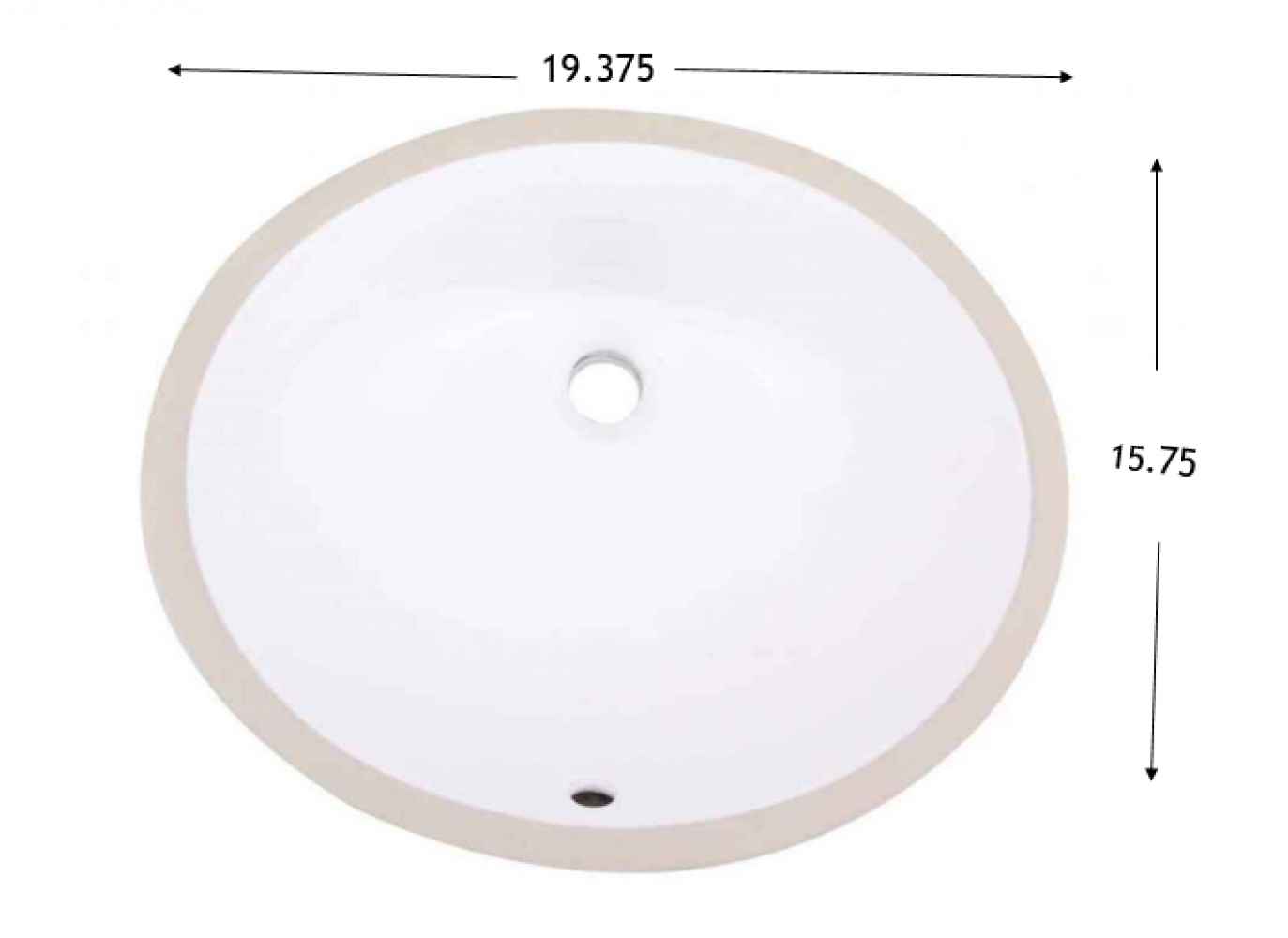 19.375-in. x 15.75-in. Ceramic Bathroom Undermount Sink In White CUPC