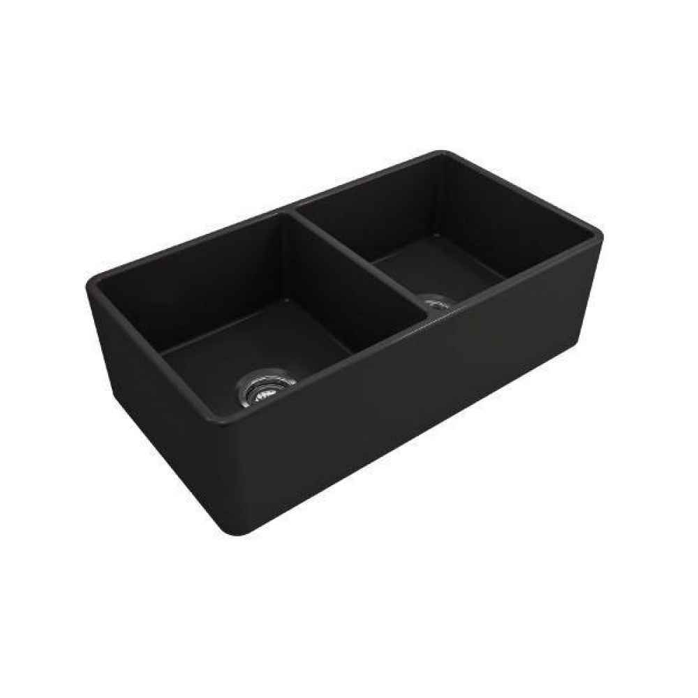 33-in. W Black Granite Composite Kitchen Sink With 2 Bowl