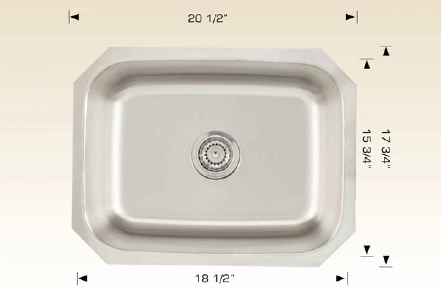 20-in. W Stainless Steel Kitchen Sink With 1 Bowl And 18 Gauge