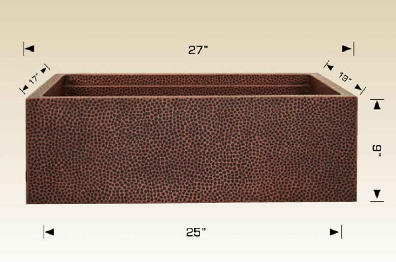 27-in. W Copper Kitchen Sink With 1 Bowl And 16 Gauge
