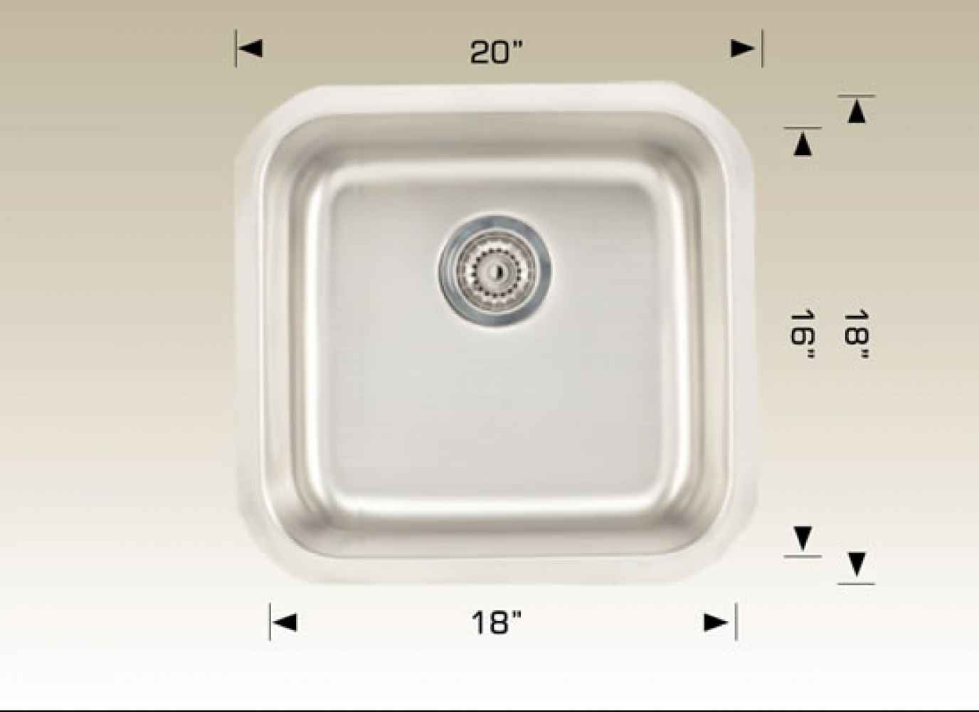 20-in. W Stainless Steel Kitchen Sink With 1 Bowl And 18 Gauge