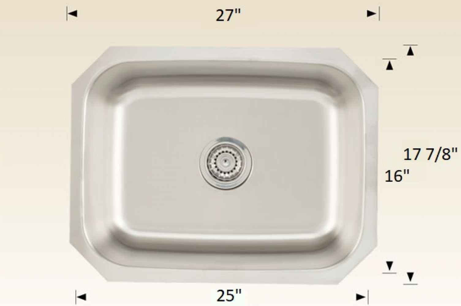27-in. W CSA Approved Stainless Steel Kitchen Sink With 1 Bowl And 18 Gauge