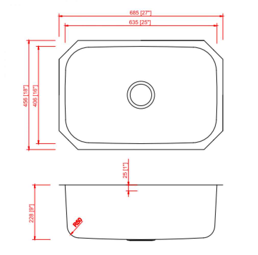27-in. W CSA Approved Stainless Steel Kitchen Sink With 1 Bowl And 18 Gauge
