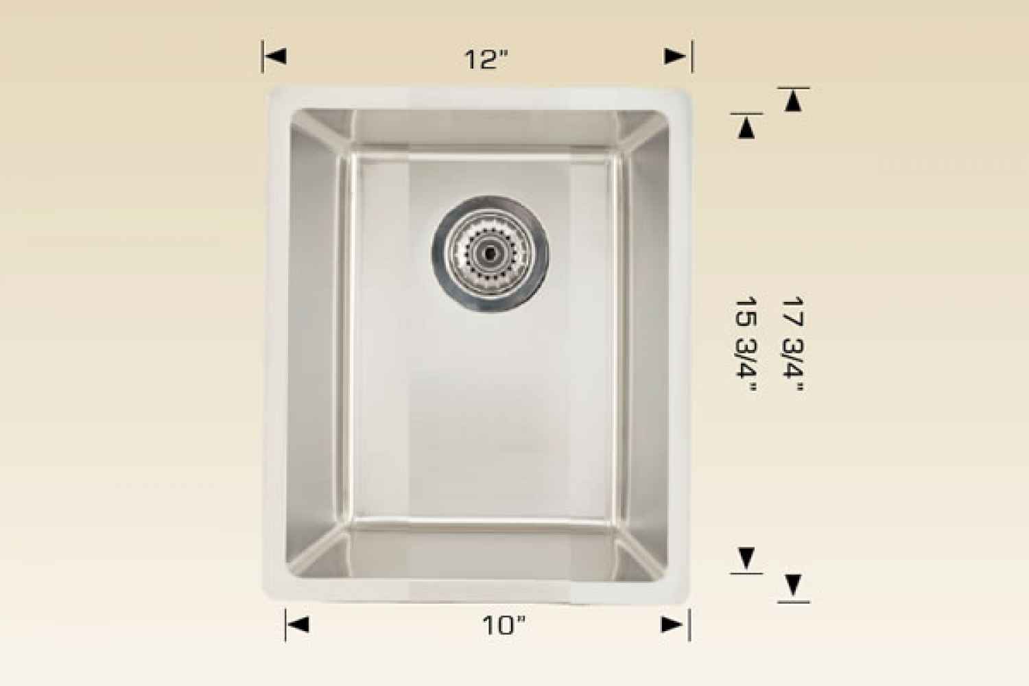 12-in. W CSA Approved Stainless Steel Kitchen Sink With 1 Bowl And 18 Gauge