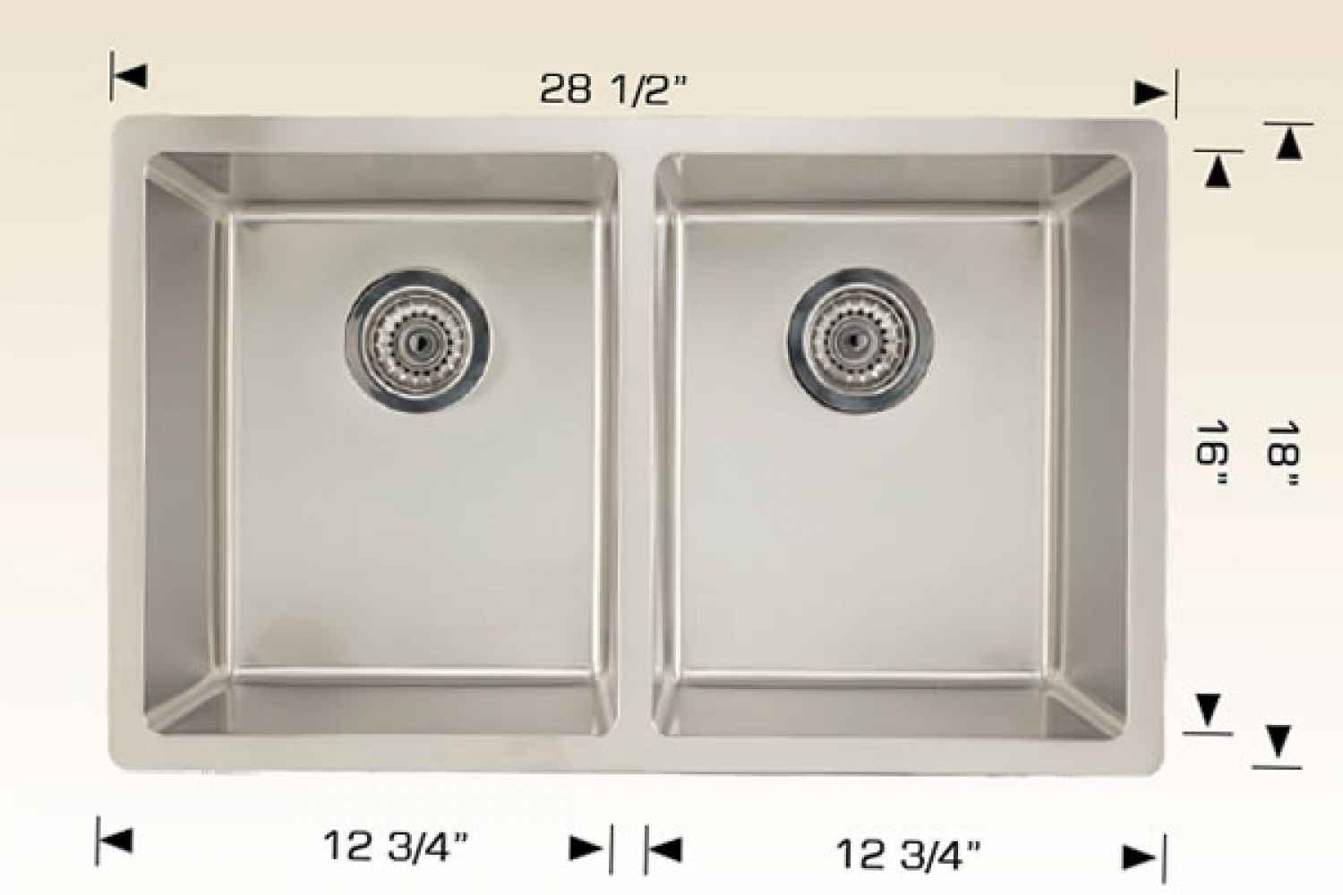 28.5-in. W CSA Approved Stainless Steel Kitchen Sink With 2 Bowl And 18 Gauge