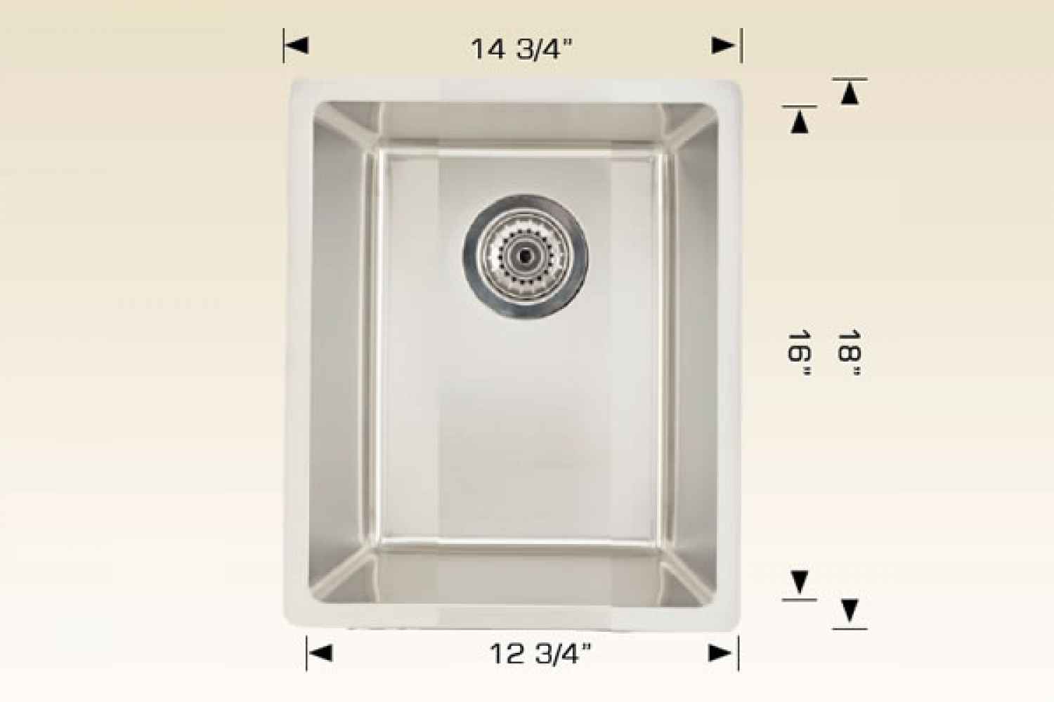 14.75-in. W CSA Approved Stainless Steel Kitchen Sink With 1 Bowl And 18 Gauge