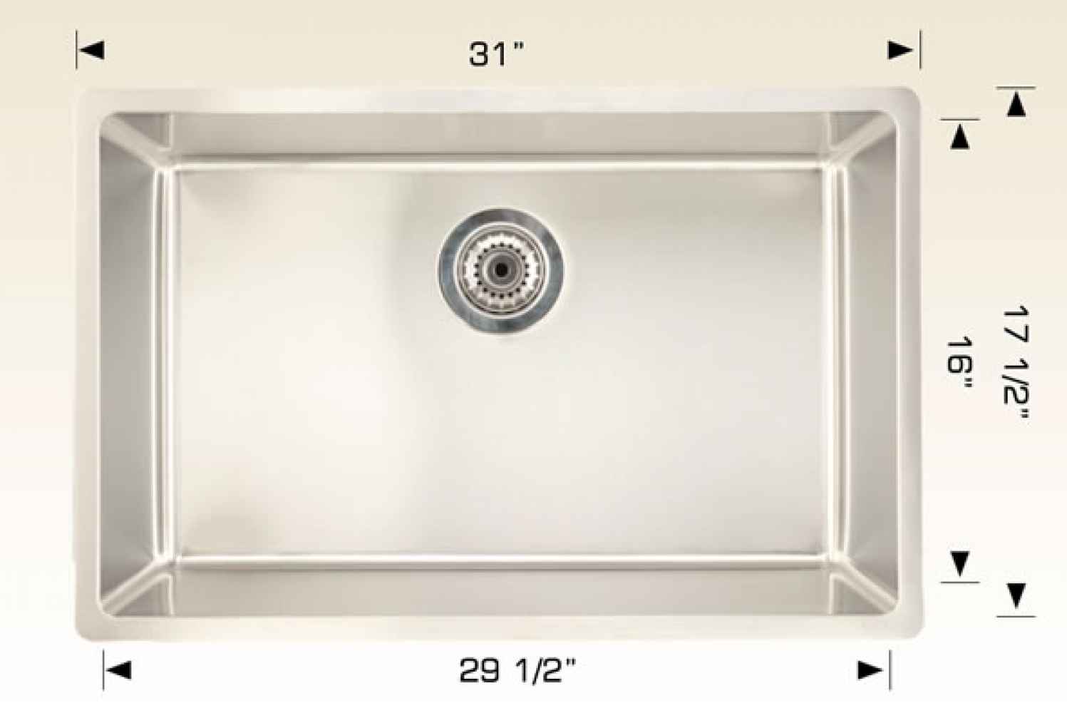 31-in. W Stainless Steel Kitchen Sink With 1 Bowl And 18 Gauge